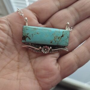 Turquoise Bar Necklace Signed